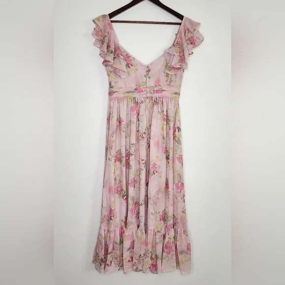 Birdy Grey Pink Floral Midi Dress - Picture 11 of 16